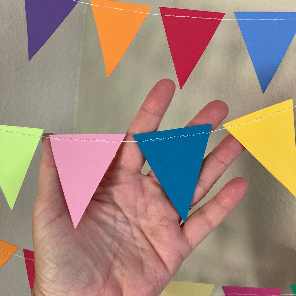 Colorful Party Bunting, All Occasion Streamer, Triangle Pennant Birthday Decoration, Rainbow Decor, Festive Banner, Bright Classroom Decor