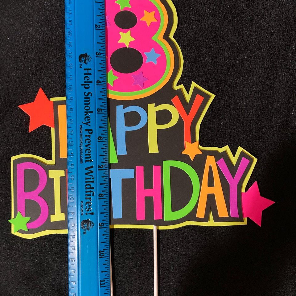 Happy Birthday Age Neon Cake Topper, Glow Party Neon Birthday Cake Decor, Birthday Decoration, Glow in the Dark Supplies, Neon Skate Party
