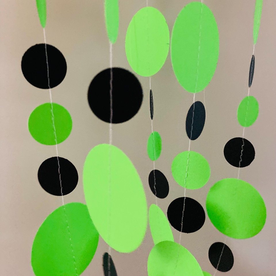 Neon green and black party garlands, Brat summer party, Paper circle bunting, brat Kamala summer celebration decoration, Charli xcx decor