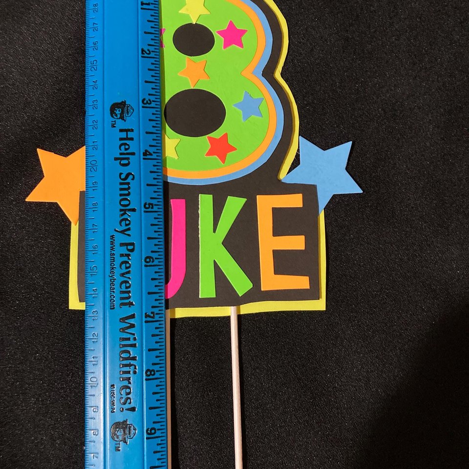 Personalized Neon Glow Party Cake Topper, Handmade Birthday Cake Decor, Custom Name and Age Topper, Glow Party Decorations, Retro 80s Party