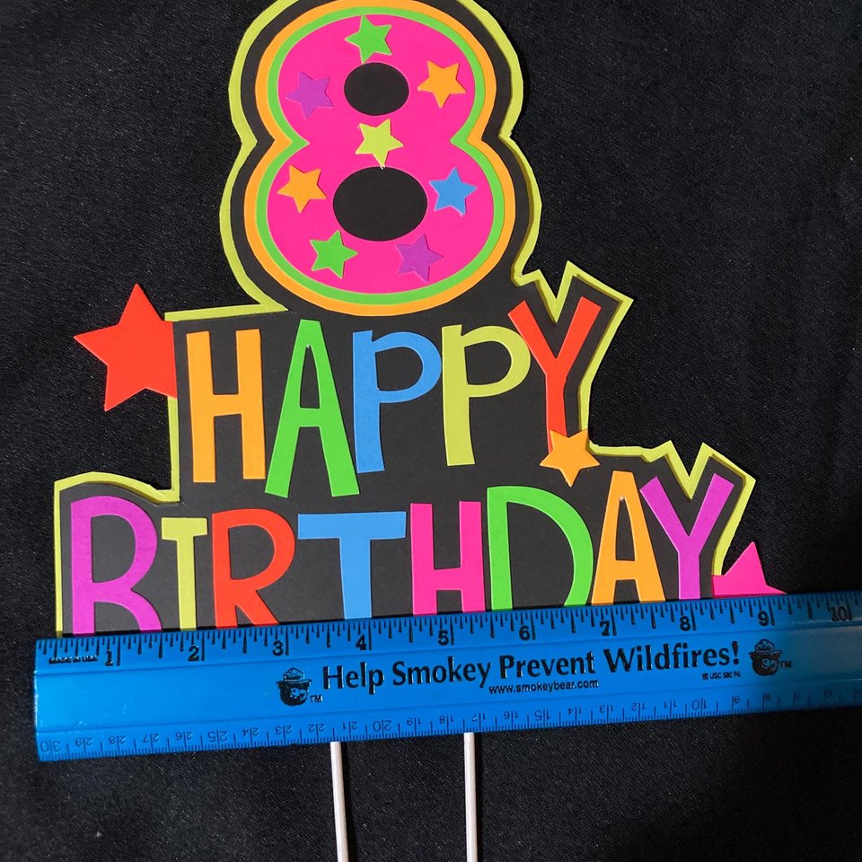Happy Birthday Age Neon Cake Topper, Glow Party Neon Birthday Cake Decor, Birthday Decoration, Glow in the Dark Supplies, Neon Skate Party