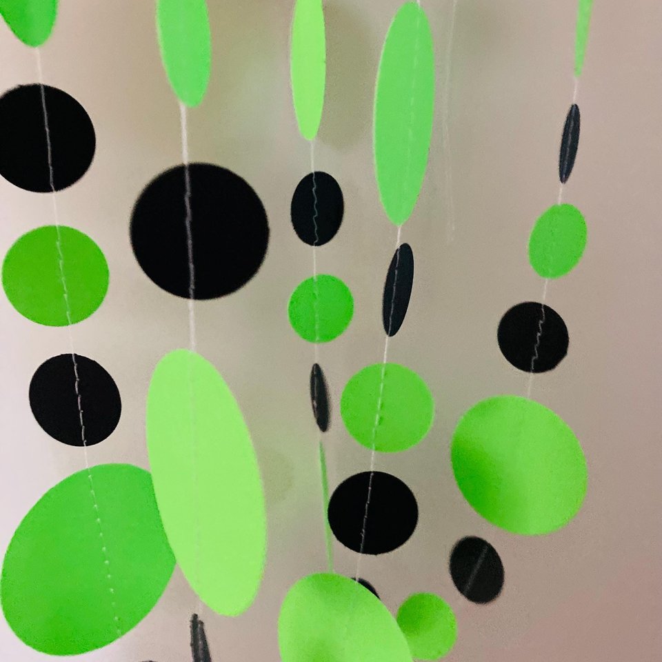 Neon green and black party garlands, Brat summer party, Paper circle bunting, brat Kamala summer celebration decoration, Charli xcx decor