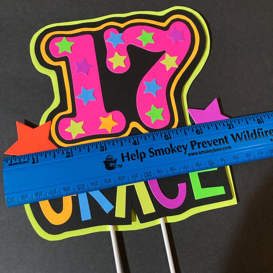 Personalized Birthday Neon Cake Topper, Glow Party Neon 17th Birthday Cake Decor, Name Age Birthday Decoration, UV Glow in the Dark Supplies