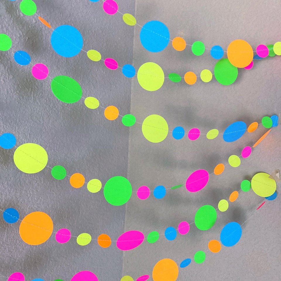Glow Party Decorations, Neon garlands for black light party, 80s neon party decor, sweet 16 glow party, skate party decor