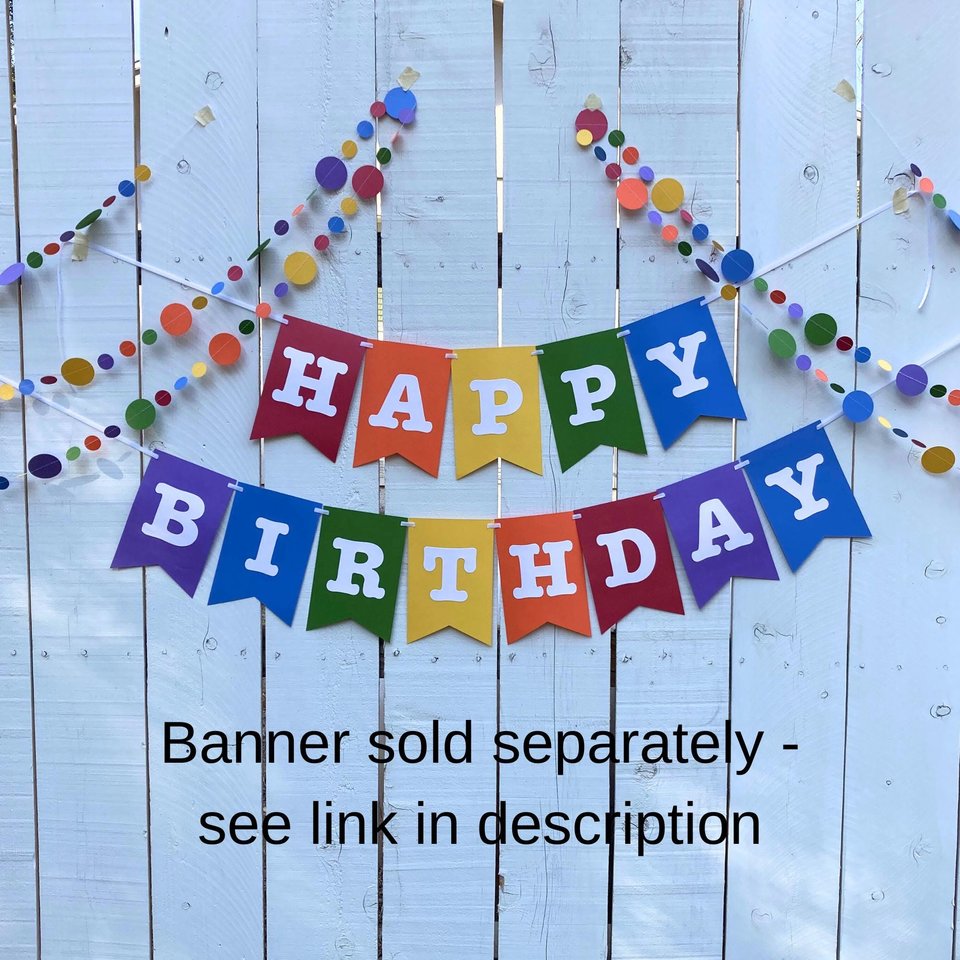 Rainbow Card Stock Circle Garland, Colorful Party Bunting, Handmade Streamers, Rainbow Event Decor, Circle Party Decoration, Paper Streamer