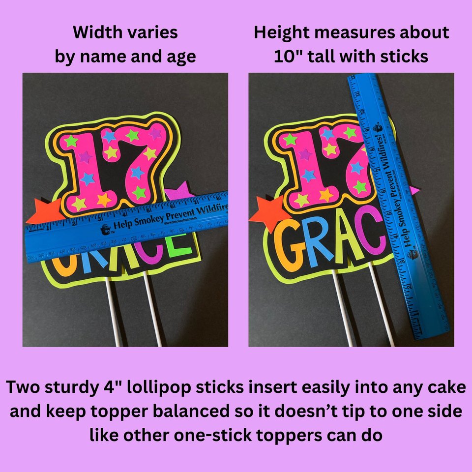 Light-up Neon Cake Topper, Glow Party Birthday Sign, 7th Birthday, Custom Birthday Cake Decoration, Glow in the Dark, Blacklight Party