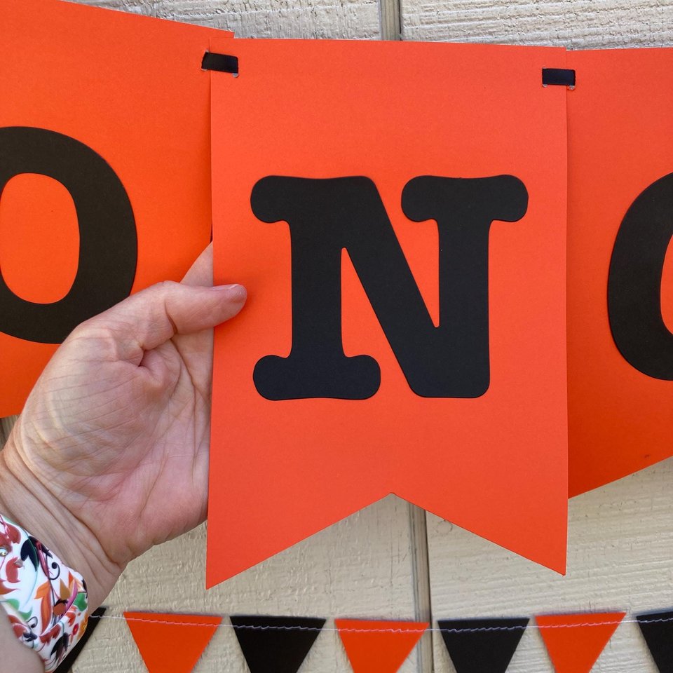 Personalized Princeton graduation banner, large pennant congrats banner, orange and black graduation party decor, Oregon State garlands