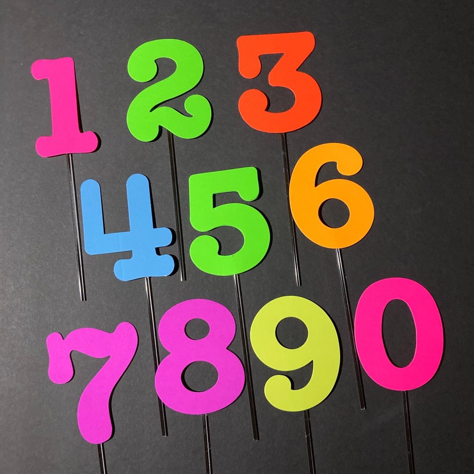 Fluorescent neon number for black light birthday party, Glow party birthday decoration, Simple cake centerpiece embellishment with age