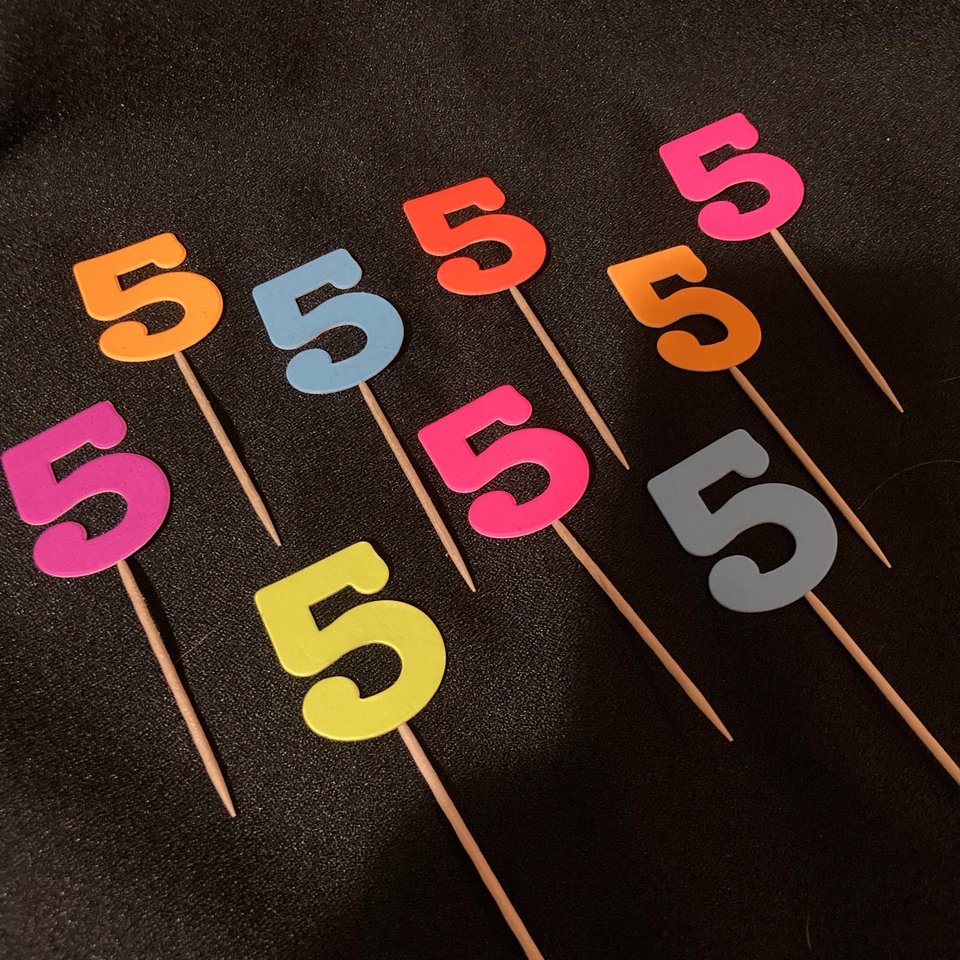 Set of 12 Glow Birthday Party Cupcake Toppers, Neon Number Picks, UV Reflective Cake Topper with Age, Retro 80s Birthday Celebration Decor