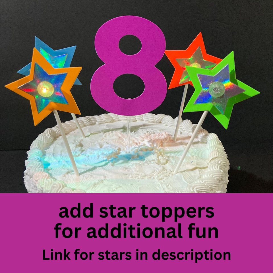 Fluorescent neon number for black light birthday party, Glow party birthday decoration, Simple cake centerpiece embellishment with age