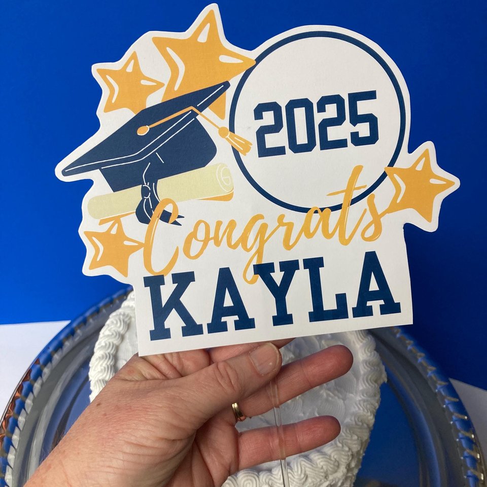 Printable graduation cake topper, school colors, Personalized Cake Decor, Congrats centerpiece, Digital Download, University of California