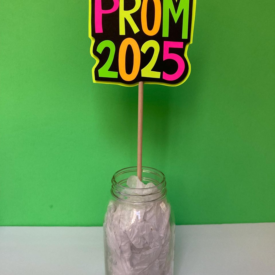 Neon Prom 2025 Sign, Retro Font, School Light Up Dance Party, Colorful Table Decoration, Glow Decor, Custom Centerpiece, Black Light Prop