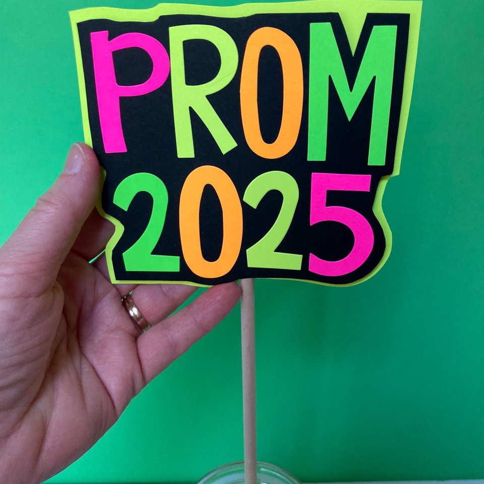 Neon Prom 2025 Sign, Retro Font, School Light Up Dance Party, Colorful Table Decoration, Glow Decor, Custom Centerpiece, Black Light Prop