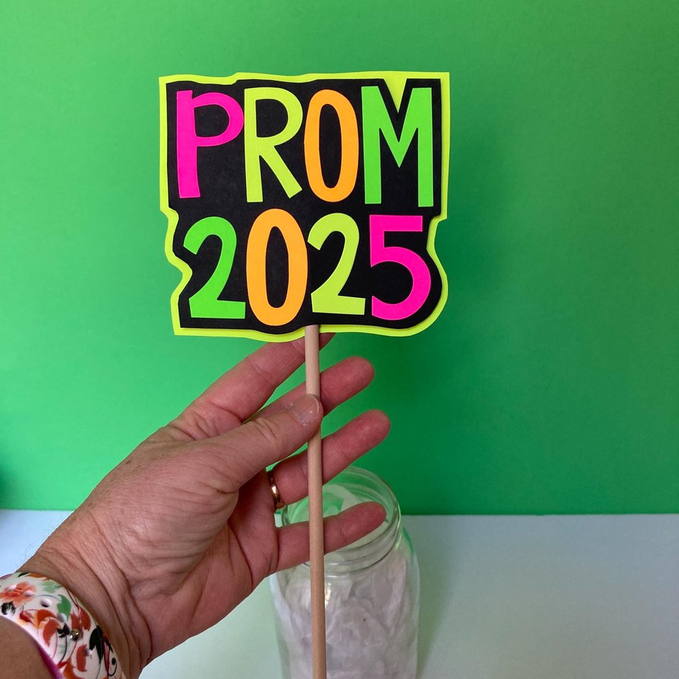 Neon Prom 2025 Sign, Retro Font, School Light Up Dance Party, Colorful Table Decoration, Glow Decor, Custom Centerpiece, Black Light Prop