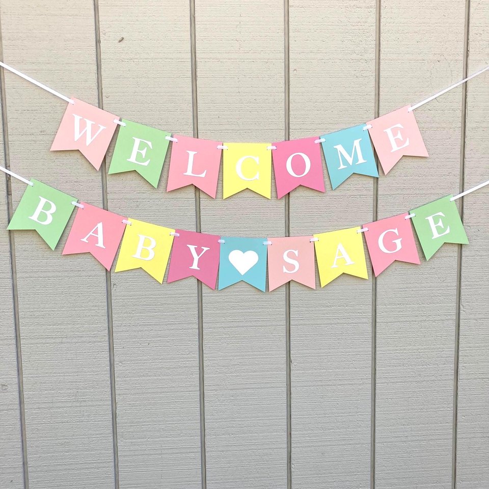 Welcome Baby Banner, Baby Shower Decoration, Baby Sprinkle Personalized Banner, Custom Sign, Nursery Decor, Gift and Food Table Backdrop