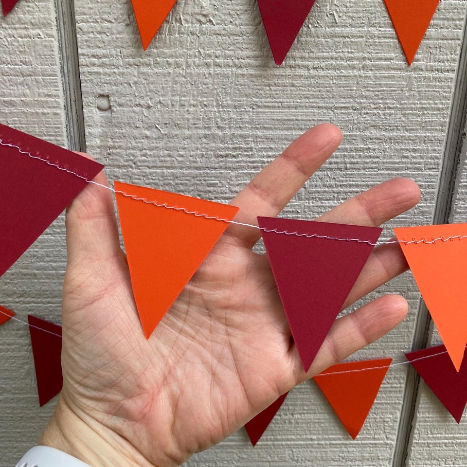 Virginia Tech graduation party garland, College Color Triangle Bunting, University dorm decor, Bed Party Streamers, Virginia Tech pennant