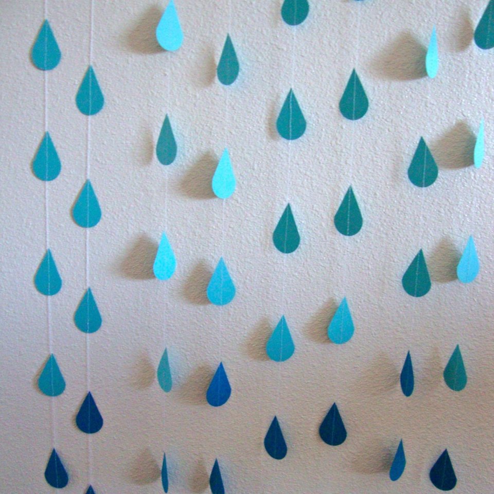 Blue Ombre Raindrop Garlands, Blue Raindrops, Bridal Shower Garland, Blue Shower Backdrop, Virtual Shower Backdrop, Shower Decoration