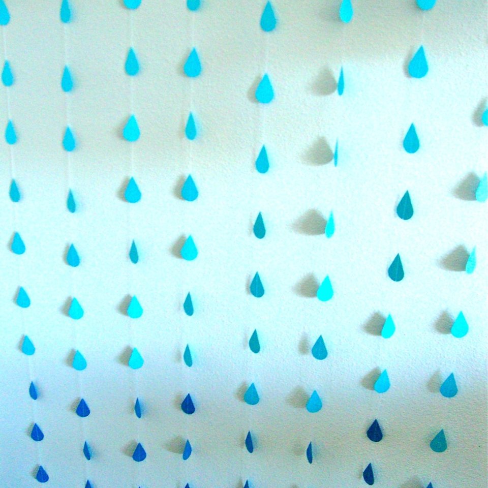 Blue Ombre Raindrop Garlands, Blue Raindrops, Bridal Shower Garland, Blue Shower Backdrop, Virtual Shower Backdrop, Shower Decoration