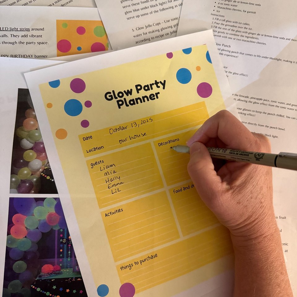 Glow Party Planning Guide: Blacklight Birthday Party Ideas (PDF Download