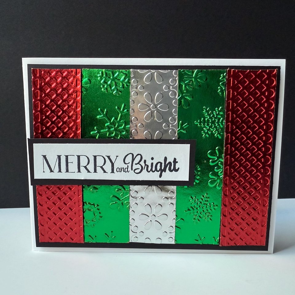 Merry and Bright Christmas Card, Green and Red Foil Holiday Card, DIY Christmas Card Kit, Women Holiday Craft, Christmas Party Craft