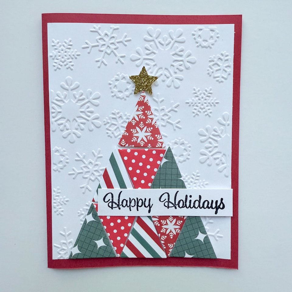 Handmade Christmas Card Kit: Quilt Style Tree, Set of 4