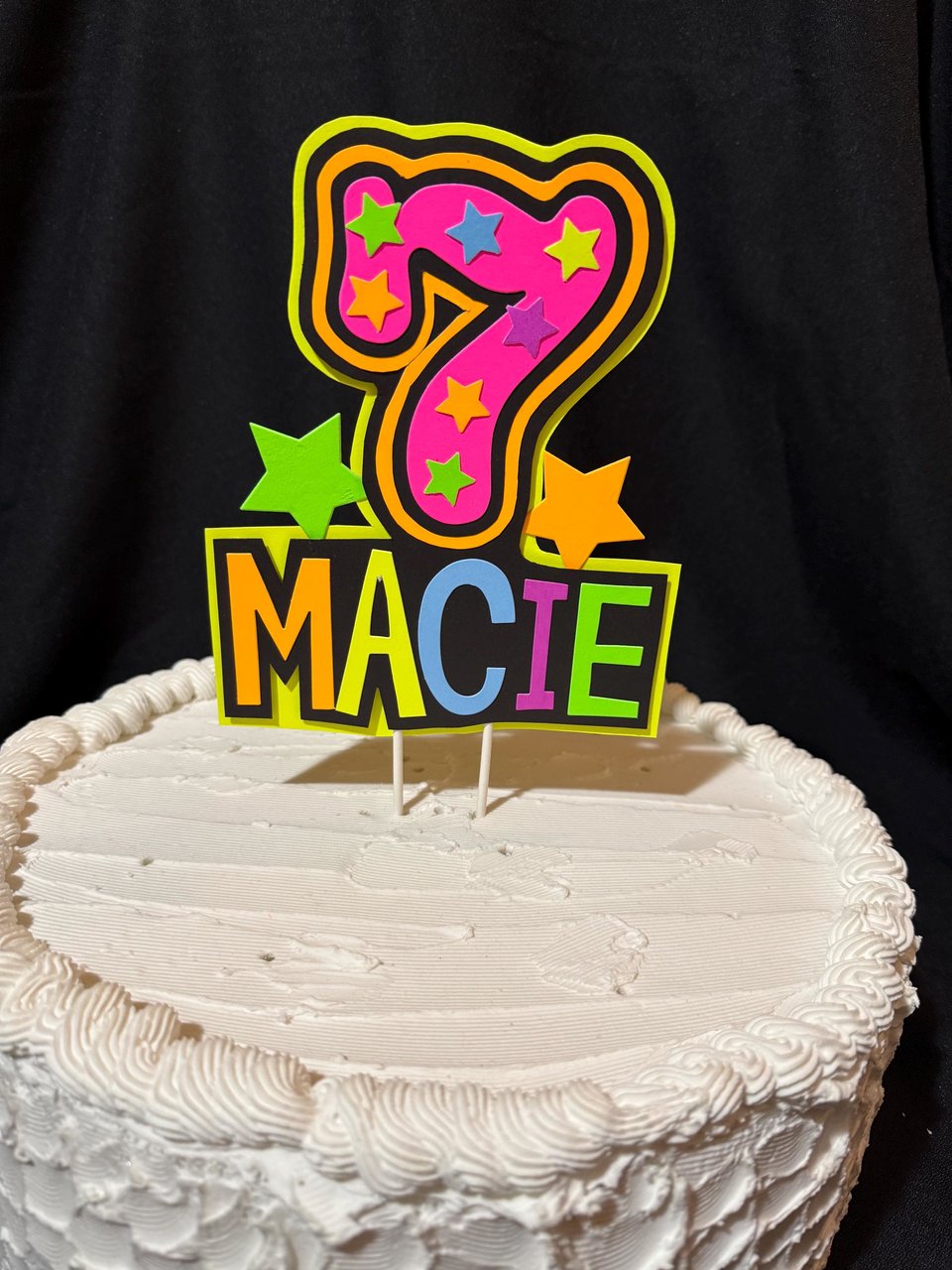 Light-up Neon Cake Topper, Glow Party Birthday Sign, 7th Birthday, Custom Birthday Cake Decoration, Glow in the Dark, Blacklight Party
