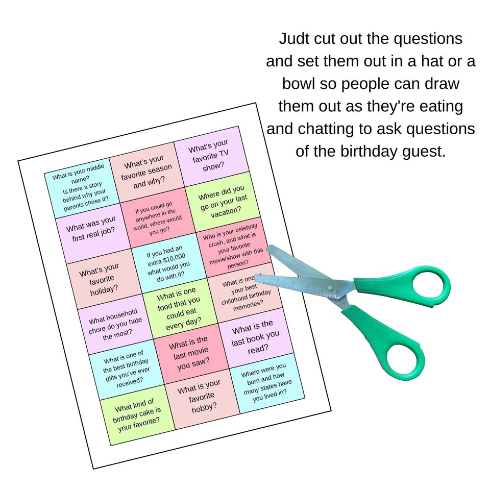 Birthday Party Questions, Printable Birthday Game, Office Gathering Conversation Starters, Digital Download Easy Work Game