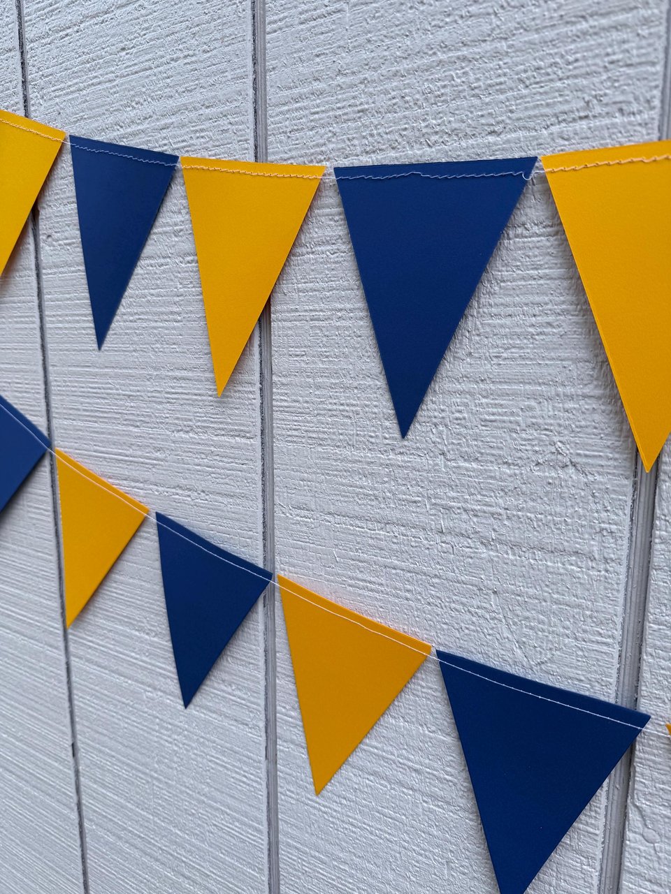 Large Blue and Gold Pennant Garland, UC Berkeley Graduation, Bed Party Bunting, Decision Day, Dorm Decor, Michigan, Notre Dame, California
