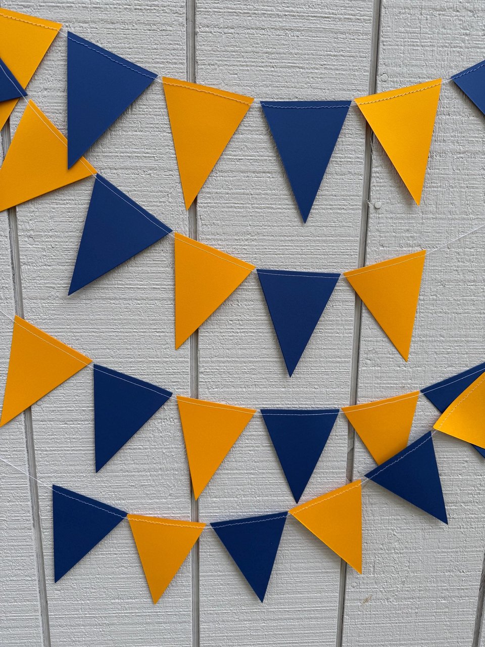 Large Blue and Gold Pennant Garland, UC Berkeley Graduation, Bed Party Bunting, Decision Day, Dorm Decor, Michigan, Notre Dame, California