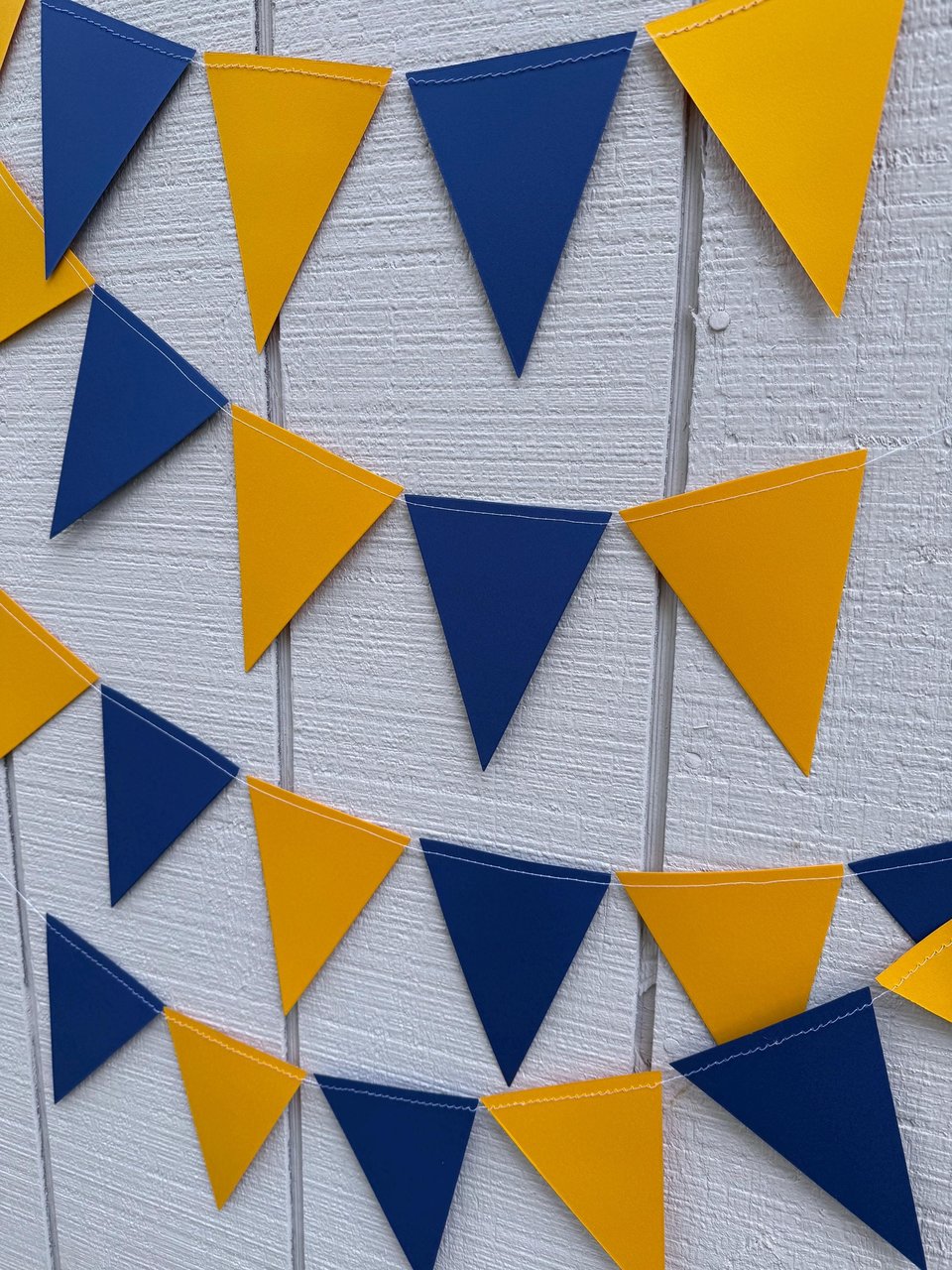 Large Blue and Gold Pennant Garland, UC Berkeley Graduation, Bed Party Bunting, Decision Day, Dorm Decor, Michigan, Notre Dame, California