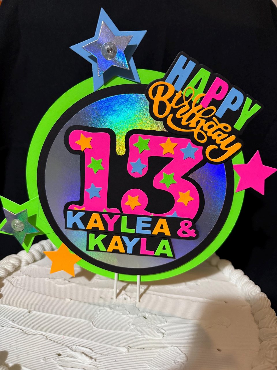 Twin Neon Birthday Cake Topper, Joint Birthday Cake, 13th Birthday Centerpiece, Best Friend Two Name Birthday Sign, LED Light Up Cake Topper