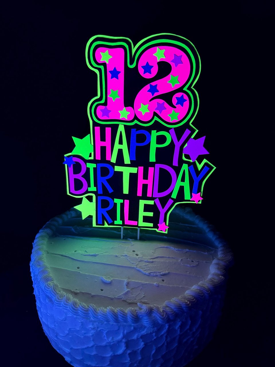 Personalized Neon Cake Topper, Glow Party Birthday Decoration