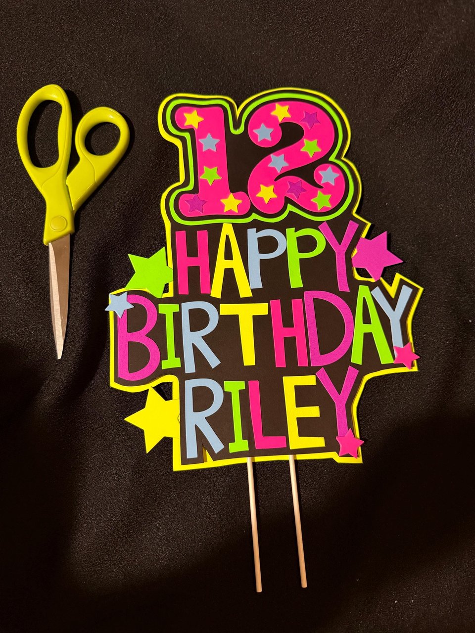 Personalized Neon Cake Topper, Glow Party Birthday Decoration