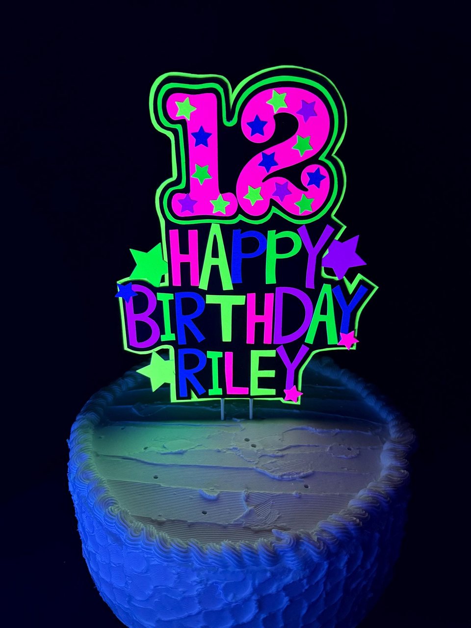 Personalized Neon Cake Topper, Glow Party Birthday Decoration