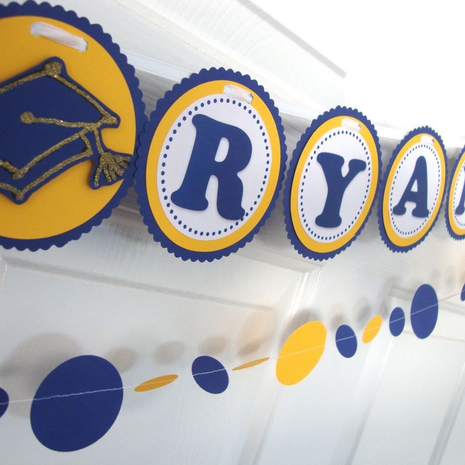 Graduation Banner and Garland, Congrats Banner, Navy and Yellow Graduation Decor, UC Berkeley Graduation Decor, UC Graduation Deccoration