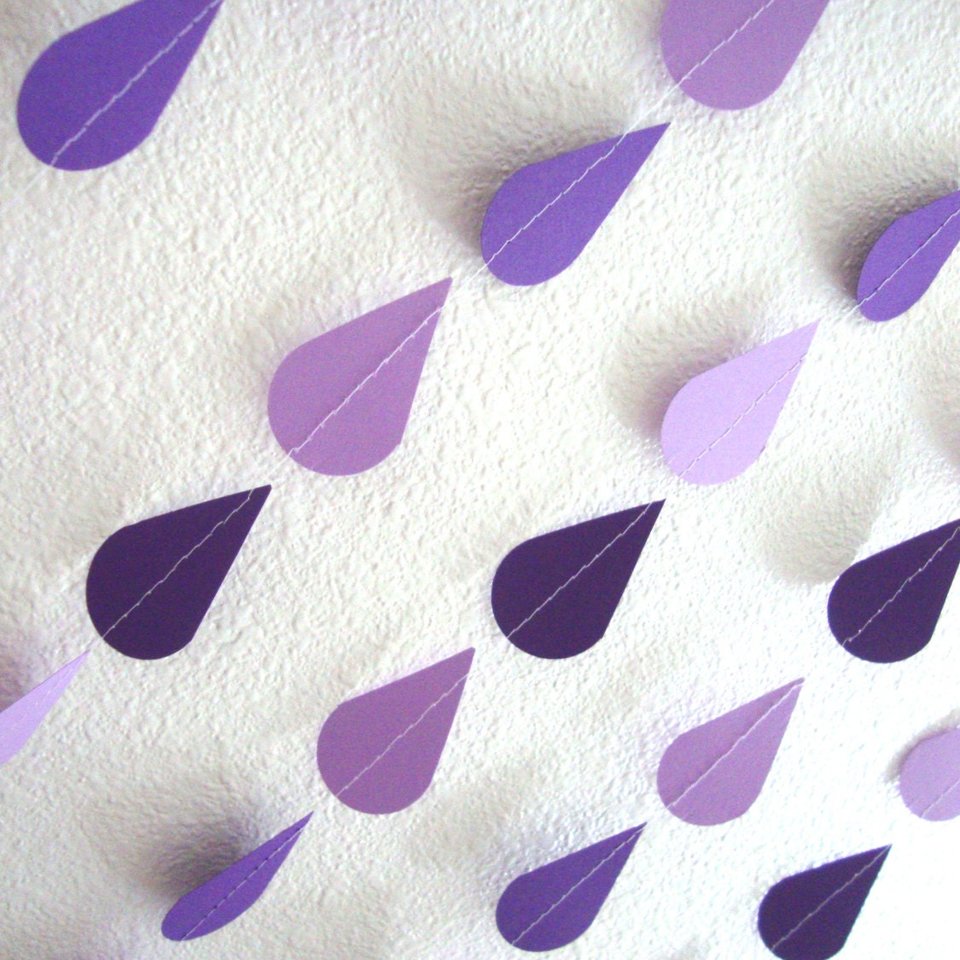 Purple Raindrop Garland, Ultraviolet Shower Garland, Shades of Purple Bridal Shower, Purple Sprinkle Garland, Lavender and Plum Bridal Decor