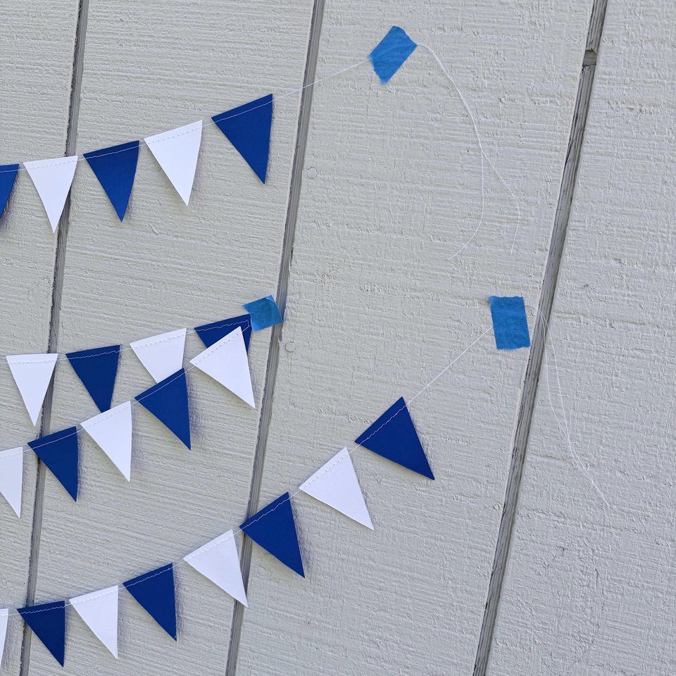 Royal Blue and White Pennant Flags, Graduation Garland, Back to School Dorm Decor, University of Kentucky, Buffalo, Dubuque, Saint Louis