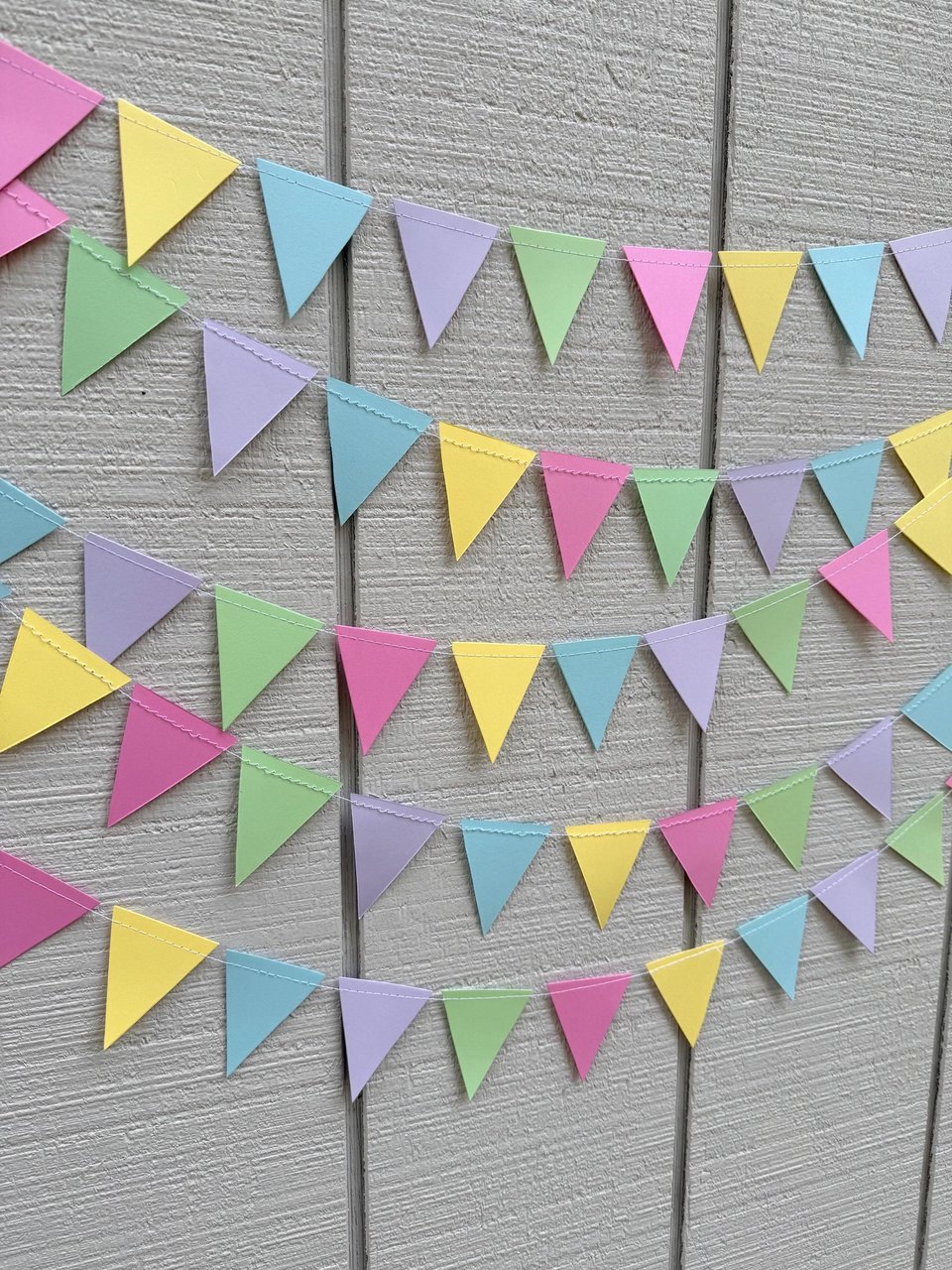 Pastel Wedding Reception Decor, Paper Triangle Bunting, Dangling Garland, Spring Color Wedding Decoration, Reception Tent Decor
