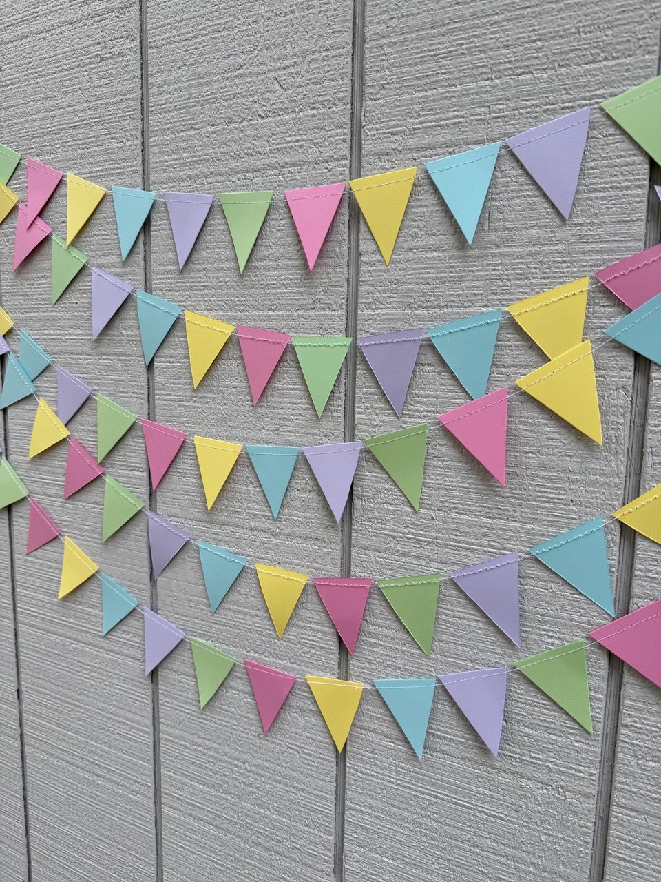 Pastel Wedding Reception Decor, Paper Triangle Bunting, Dangling Garland, Spring Color Wedding Decoration, Reception Tent Decor