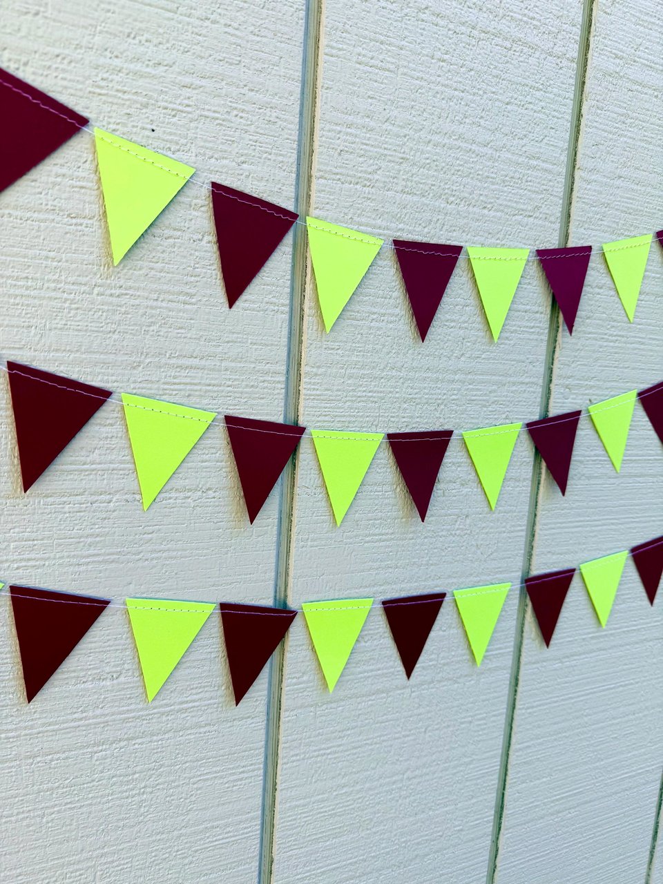 Burgundy and Chartreuse Wedding Decor, Paper Triangle Bunting, Dangling Garland, Trendy Color Wedding Decoration, Reception Tent Decor