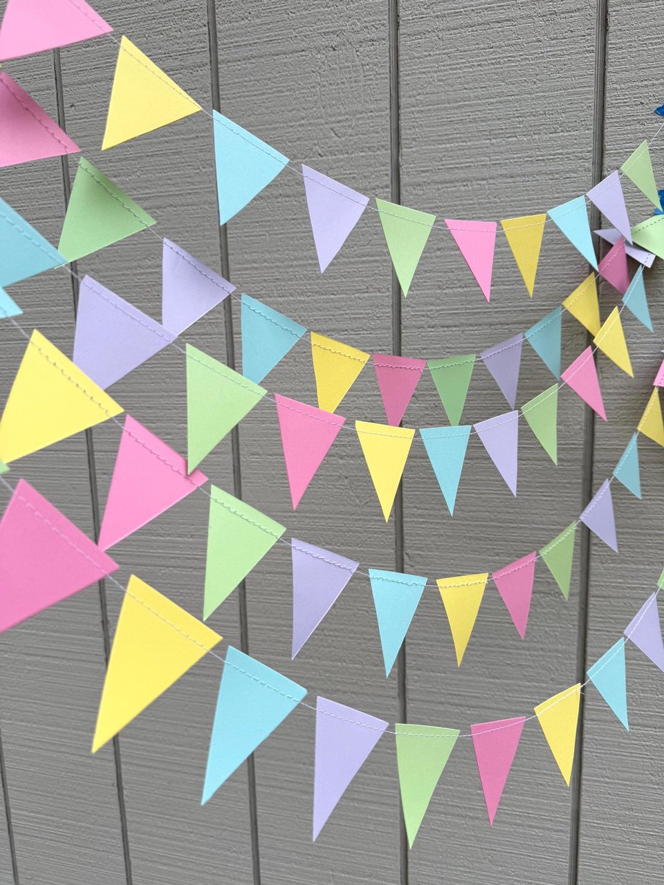 Pastel Wedding Reception Decor, Paper Triangle Bunting, Dangling Garland, Spring Color Wedding Decoration, Reception Tent Decor