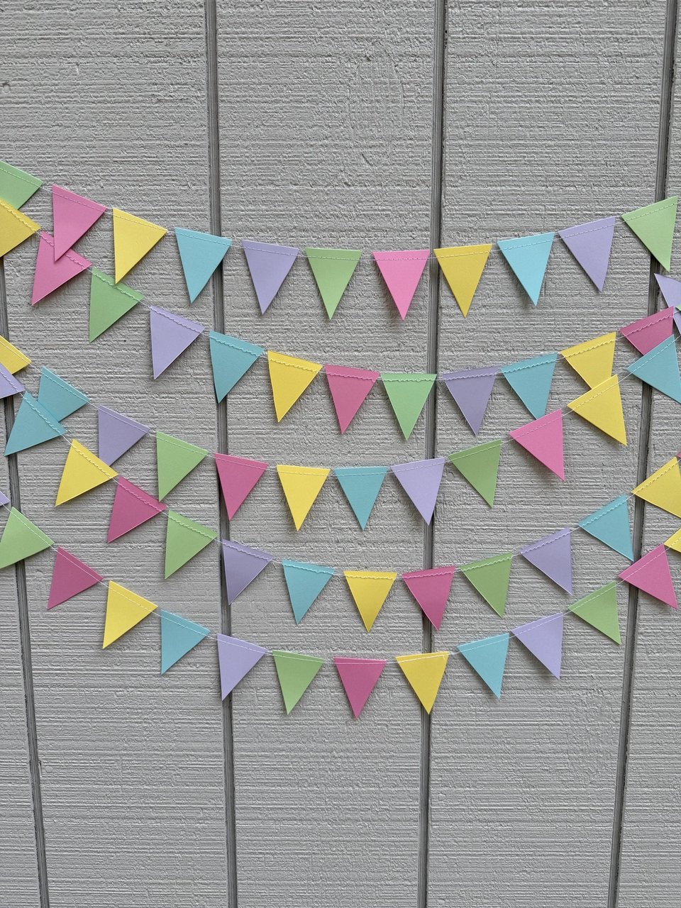 Pastel Wedding Reception Decor, Paper Triangle Bunting, Dangling Garland, Spring Color Wedding Decoration, Reception Tent Decor