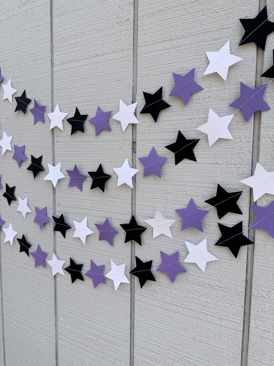 Star Party Garland, Purple Black White Graduation Decor, Back to School Party, Grand Canyon, Kansas, Northwestern, Dorm Decoration