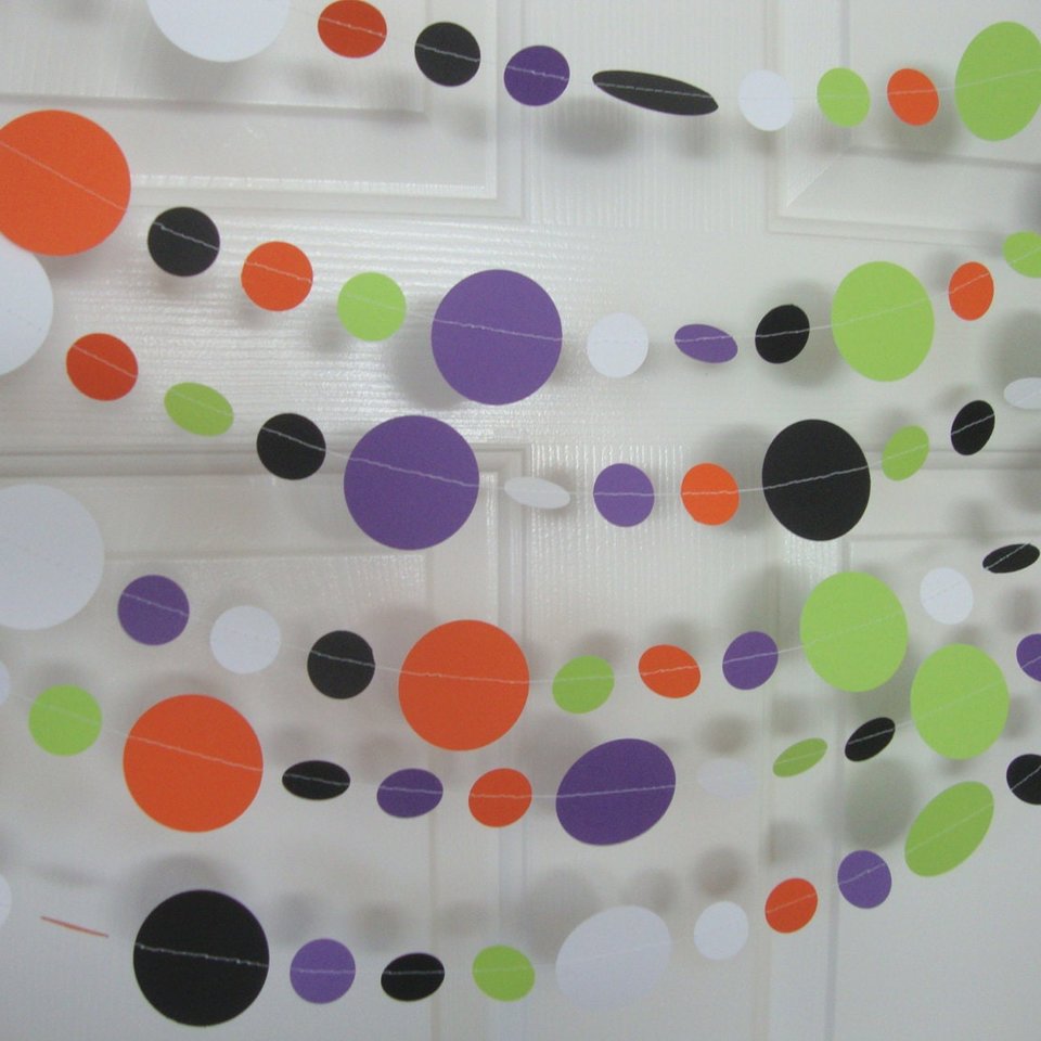 Halloween Garland, Orange and Black Circle Garland, Halloween Decoration, Halloween Party Decoration, Halloween Dance Decor, Classroom Decor