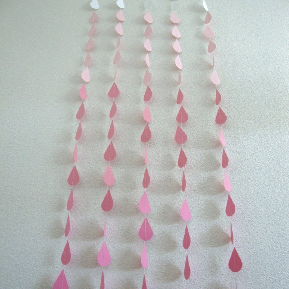 Ombre Pink Raindrop Garland for Baby or Bridal/Wedding Shower, or Sprinkle Party