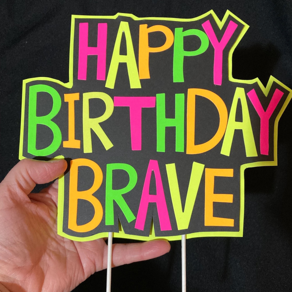 Retro Font Happy Birthday Neon Name Cake Topper