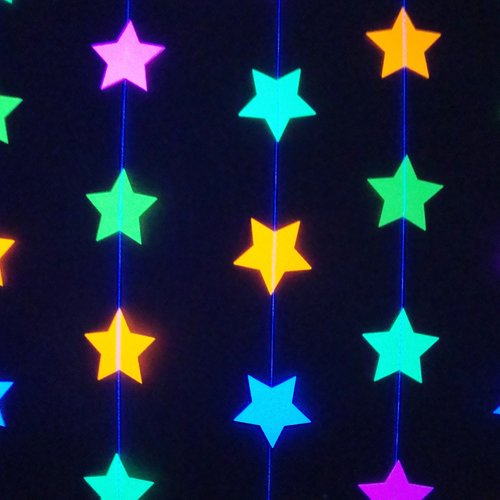 Glow Party Decorations, Neon Star Garland, Black Light Party Decor, Fluorescent Star Garland, Sweet 16 Glow Party, 80s Party, Skate Party