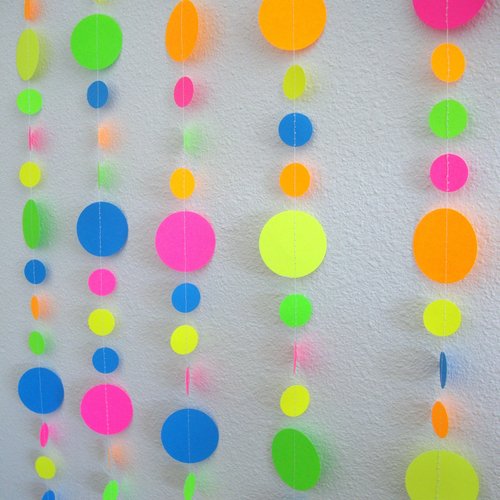 Glow Party Neon garlands, Retro 80s decor, Black light party decorations, Glow in the Dark party backdrop