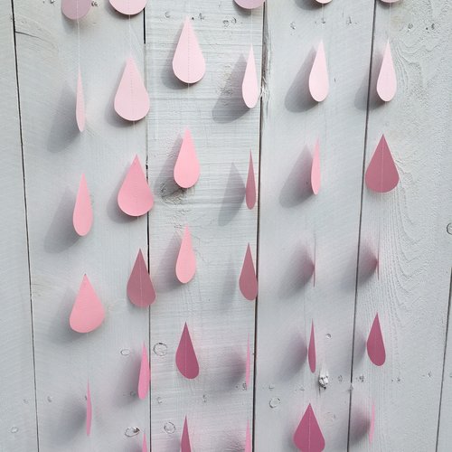 Ombré pink large raindrop garland, Pink ombré sprinkle garland, Garland for girl baby sprinkle, baby girl sprinkle decor, pink baby shower