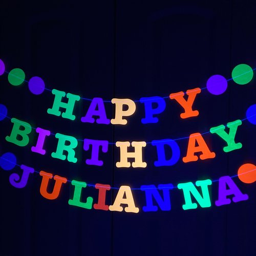 Glow Party Birthday Banner, Neon Birthday, UV Reflective Decor, Banner, Glow Party Decor, Birthday Banner, 80s Party, Sweet 16 Glow Party